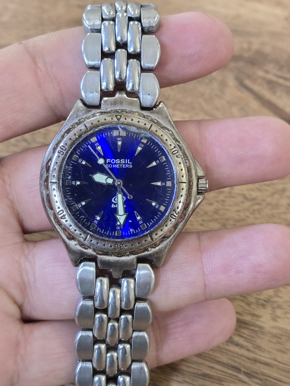 Fossil Men's Blue Dial Stainless Steel Watch